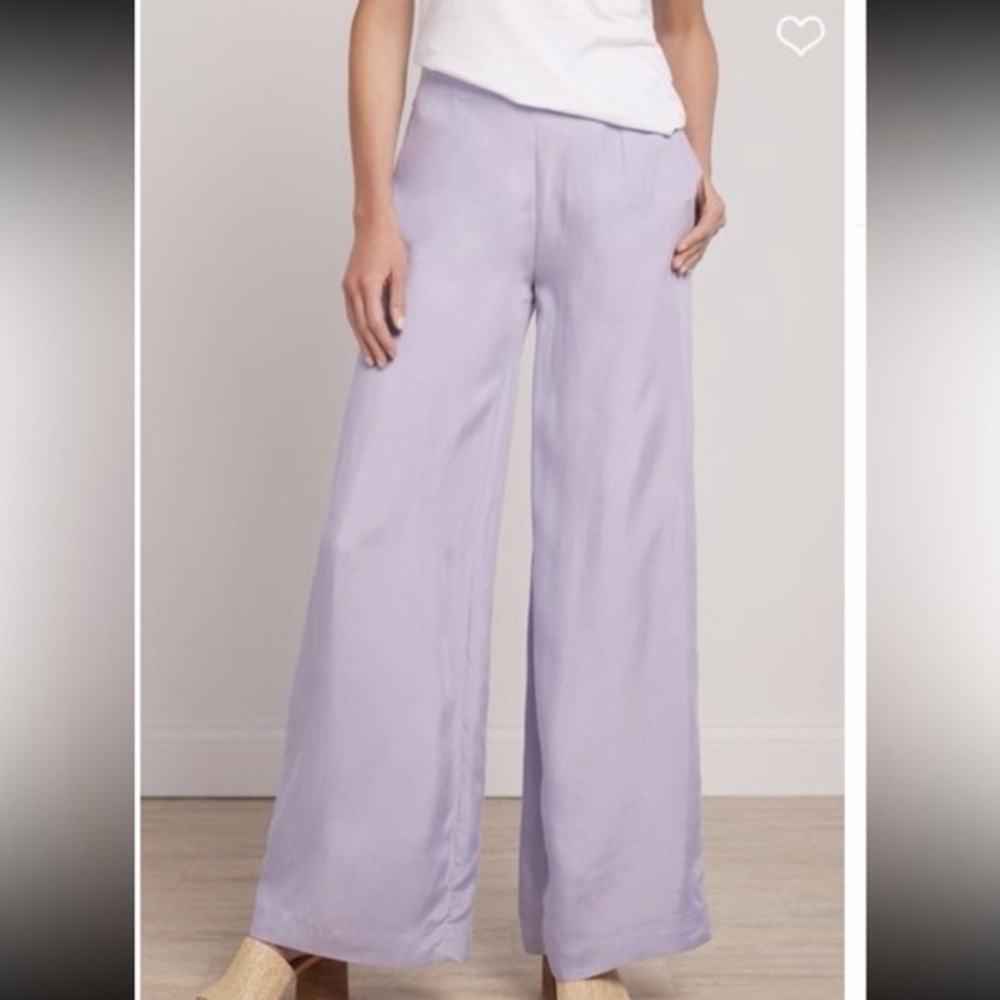 Soft Surroundings “Florian” Palazzo Pants High Waist Wide Leg Silky Lavender